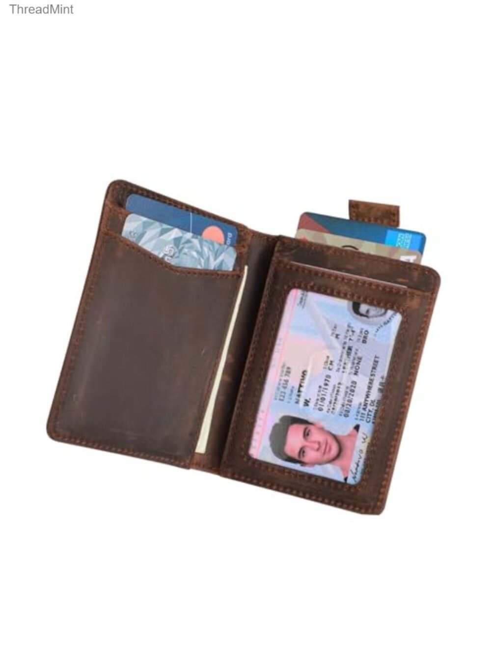 Slim Minimalist Full Grain Leather Bifold Wallet RFID Blocking Card Holder
